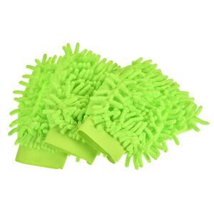 3pcs Microfiber Mitts Reusable Scratch-Free Cleaning Gloves Wash Sponge, Green
